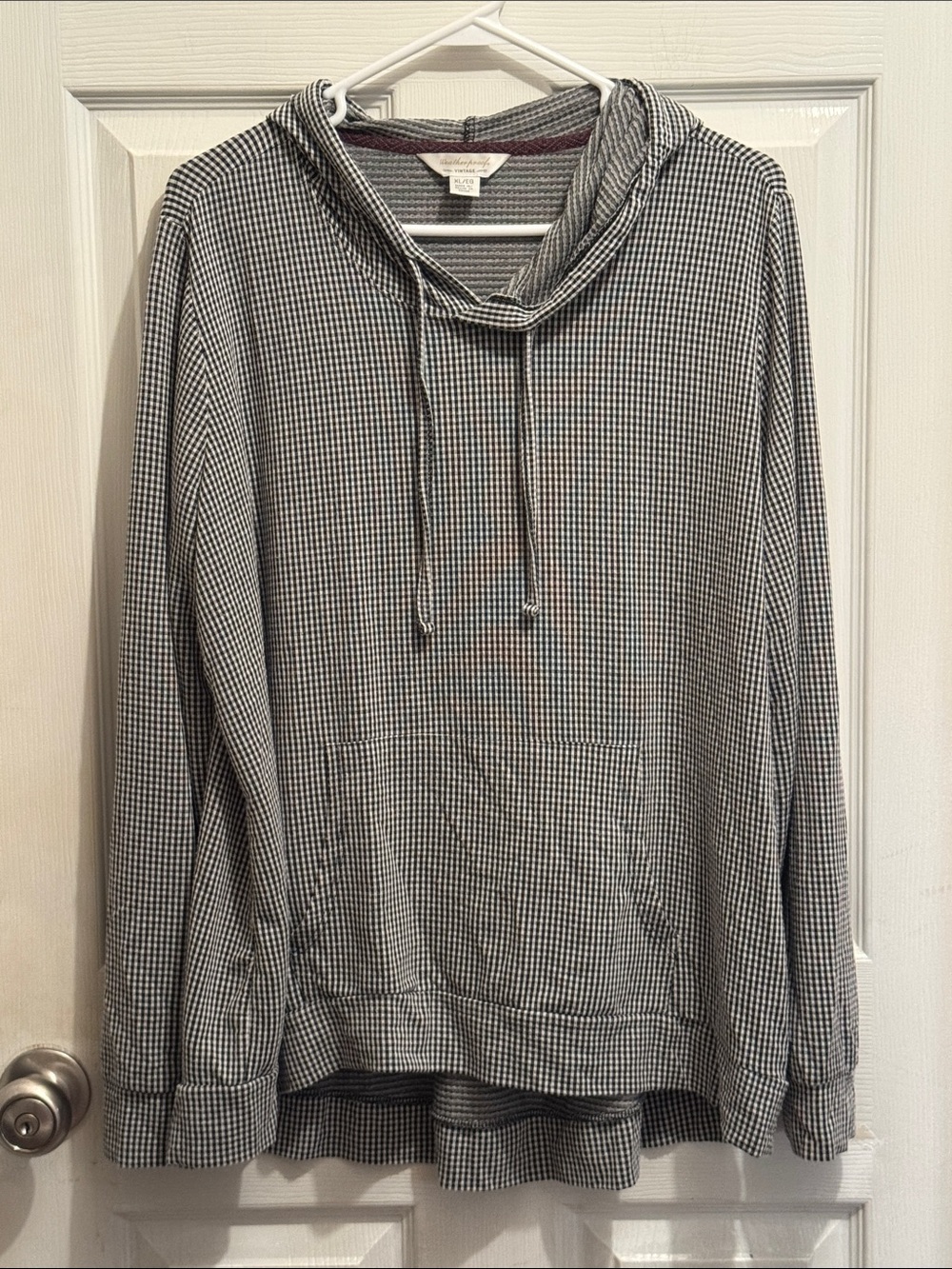 Weatherproof Vintage Black & White Gingham Hoodie - XL